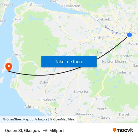 Queen St, Glasgow to Millport map