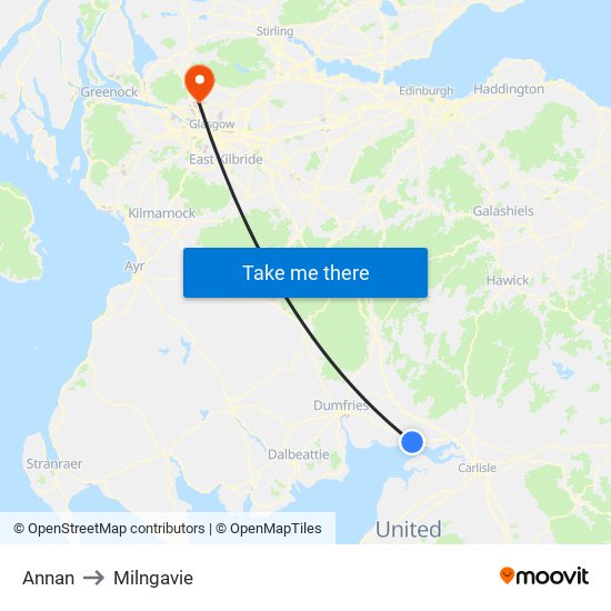 Annan to Milngavie map