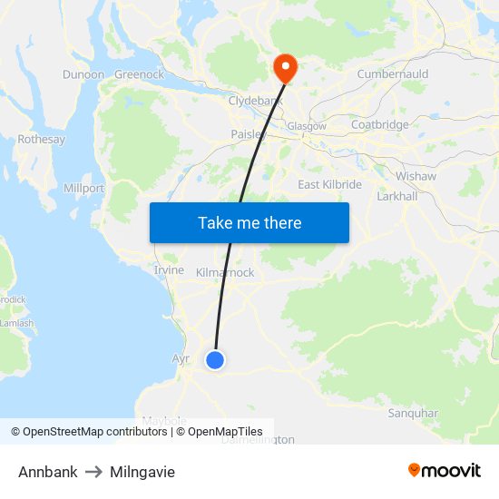 Annbank to Milngavie map