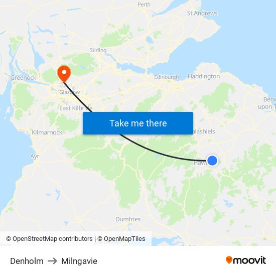 Denholm to Milngavie map