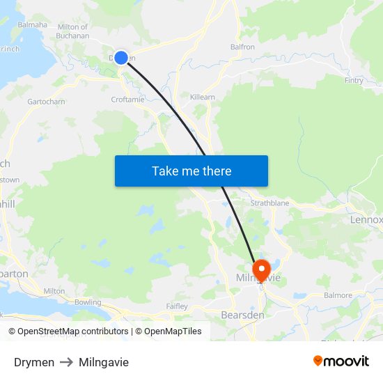 Drymen to Milngavie map