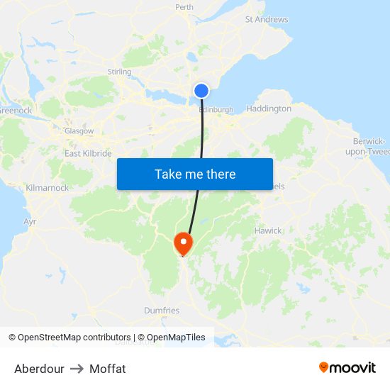 Aberdour to Moffat map
