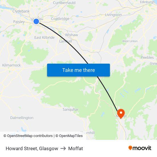 Howard Street, Glasgow to Moffat map