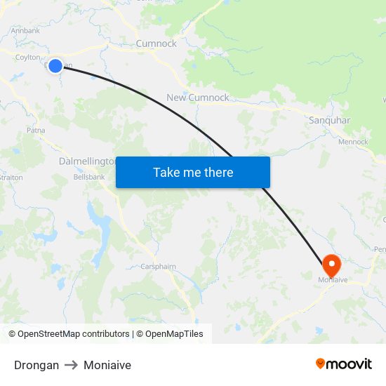 Drongan to Moniaive map