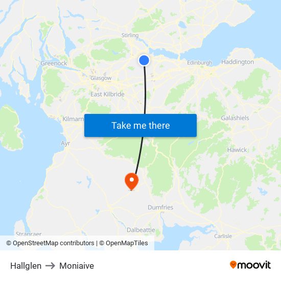 Hallglen to Moniaive map