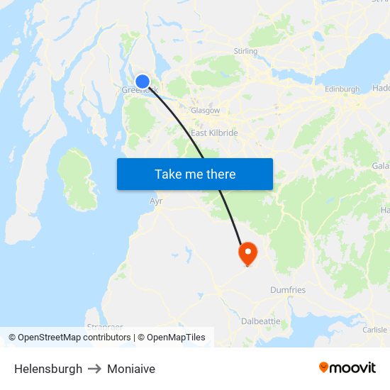 Helensburgh to Moniaive map