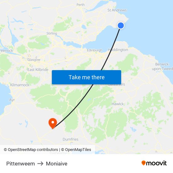 Pittenweem to Moniaive map