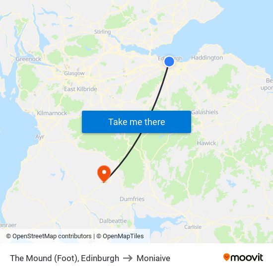 The Mound (Foot), Edinburgh to Moniaive map
