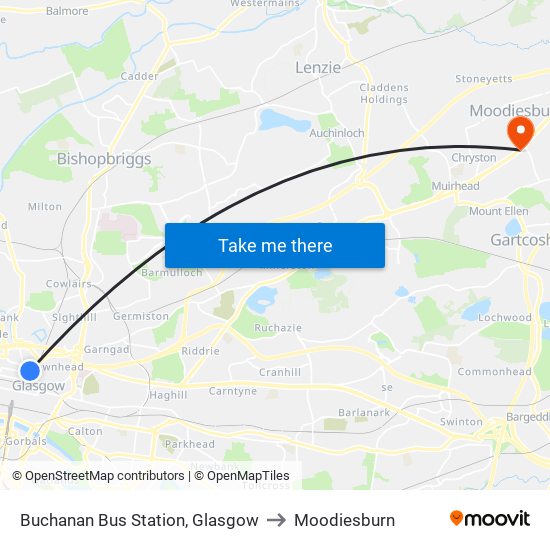 Buchanan Bus Station, Glasgow to Moodiesburn map