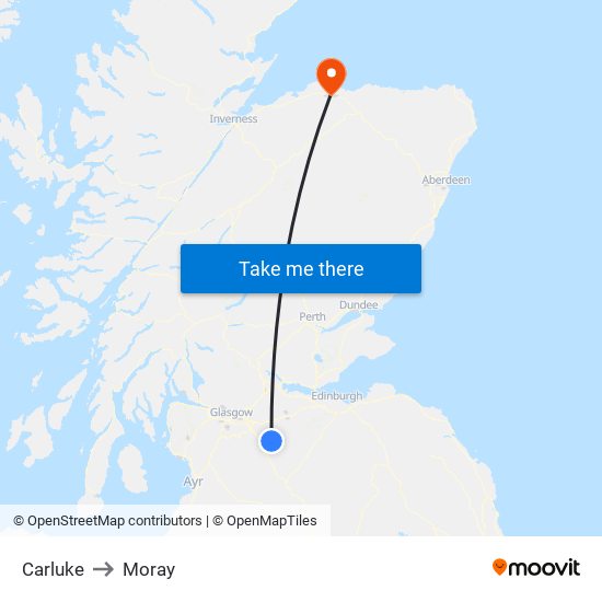 Carluke to Moray map