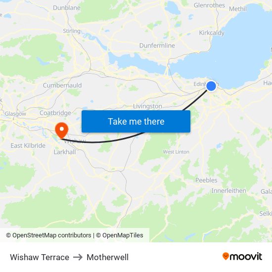 Wishaw Terrace to Motherwell map