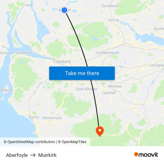 Aberfoyle to Muirkirk map