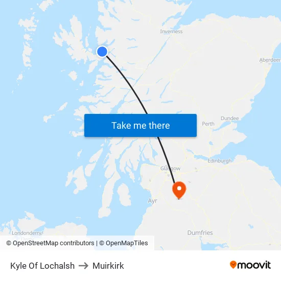 Kyle Of Lochalsh to Muirkirk map