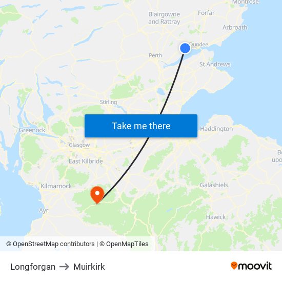 Longforgan to Muirkirk map