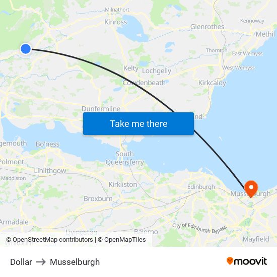 Dollar to Musselburgh map