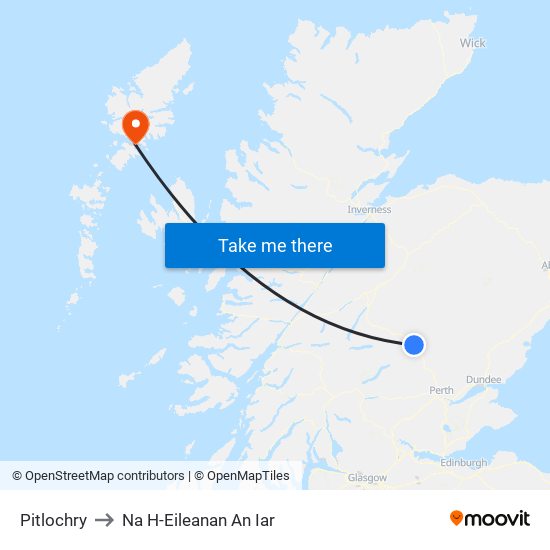 Pitlochry to Na H-Eileanan An Iar map