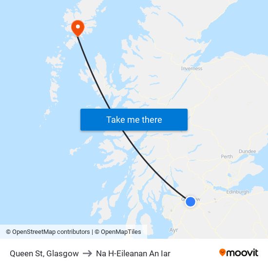 Queen St, Glasgow to Na H-Eileanan An Iar map