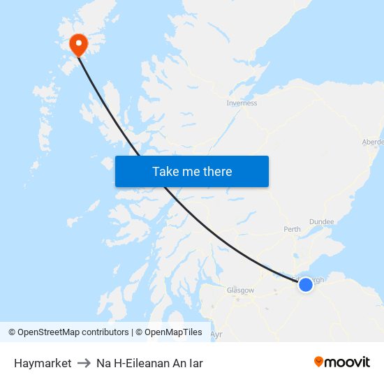 Haymarket to Na H-Eileanan An Iar map
