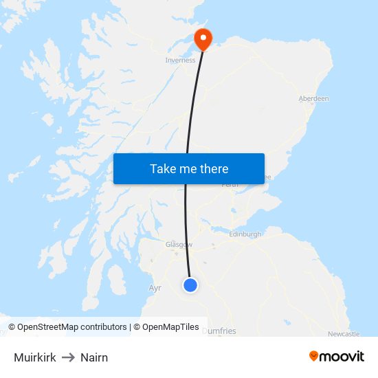 Muirkirk to Nairn map