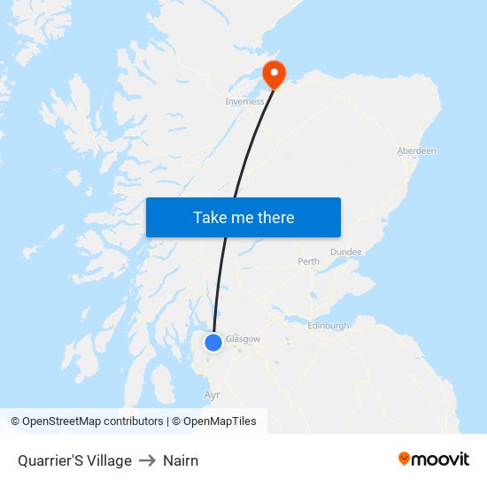 Quarrier'S Village to Nairn map