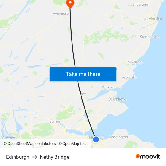 Edinburgh to Nethy Bridge map