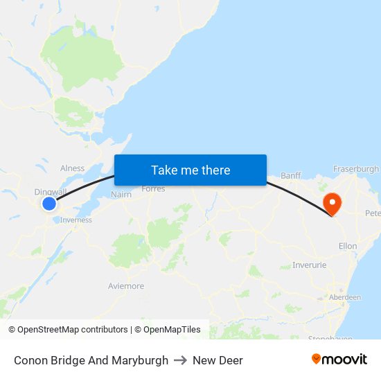 Conon Bridge And Maryburgh to New Deer map