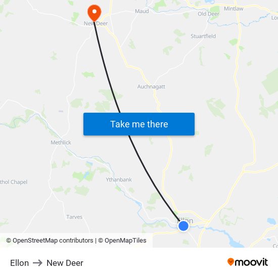 Ellon to New Deer map