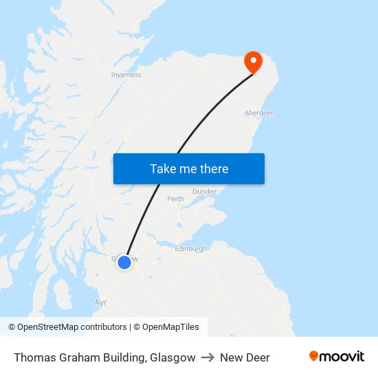 Thomas Graham Building, Glasgow to New Deer map