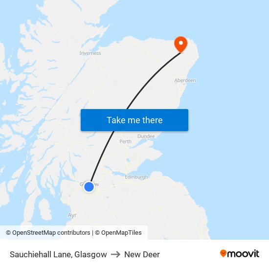 Sauchiehall Lane, Glasgow to New Deer map