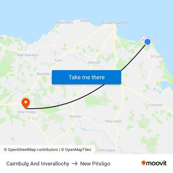 Cairnbulg And Inverallochy to New Pitsligo map