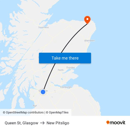 Queen St, Glasgow to New Pitsligo map