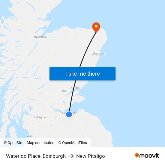 Waterloo Place, Edinburgh to New Pitsligo map