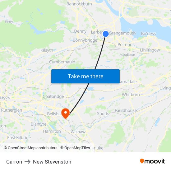 Carron to New Stevenston map