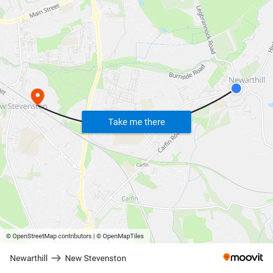 Newarthill to New Stevenston map