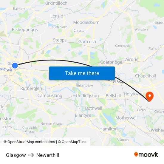 Glasgow to Newarthill map