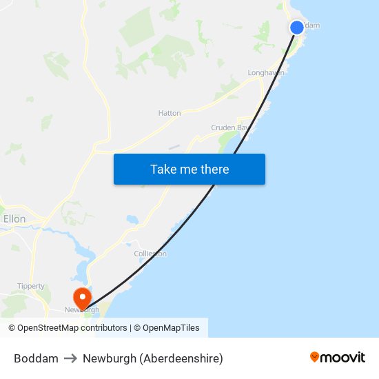 Boddam to Newburgh (Aberdeenshire) map