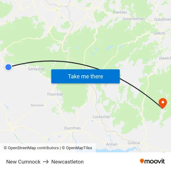 New Cumnock to Newcastleton map