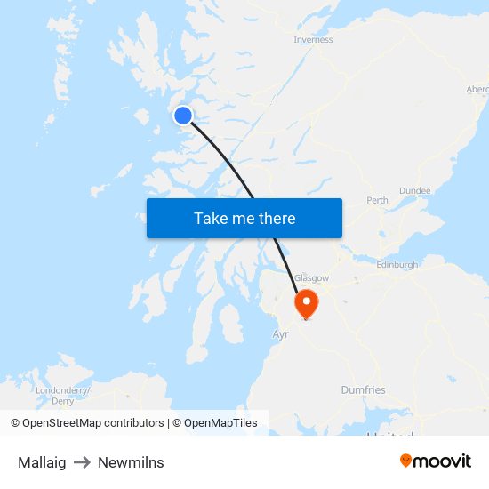 Mallaig to Newmilns map