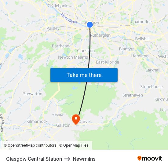 Glasgow Central Station to Newmilns map