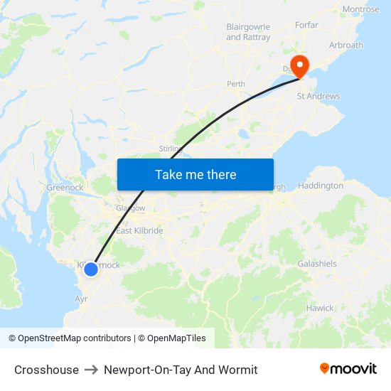 Crosshouse to Newport-On-Tay And Wormit map