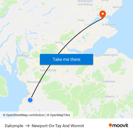 Dalrymple to Newport-On-Tay And Wormit map