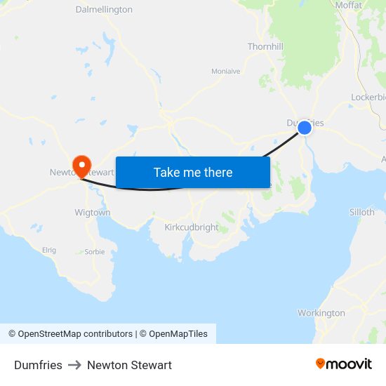 Newton Stewart Scotland Map Dumfries To Newton Stewart, Scotland With Public Transportation