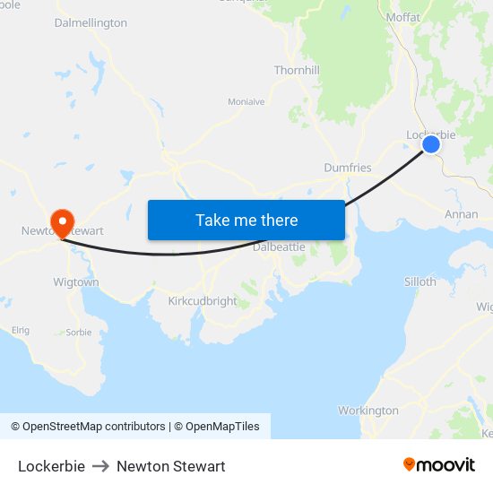 Lockerbie to Newton Stewart map