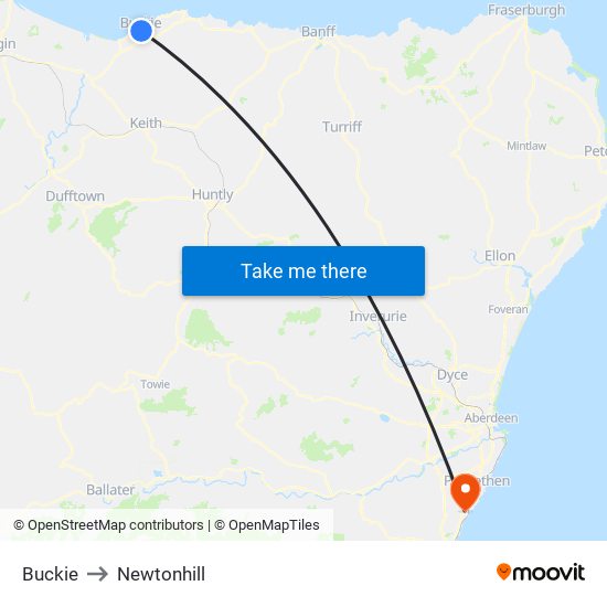 Buckie to Newtonhill map