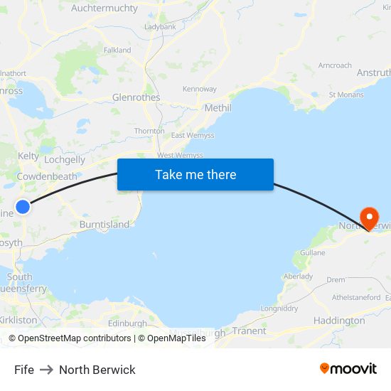 Fife to North Berwick map