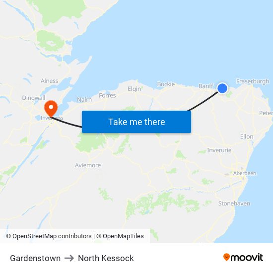 Gardenstown to North Kessock map
