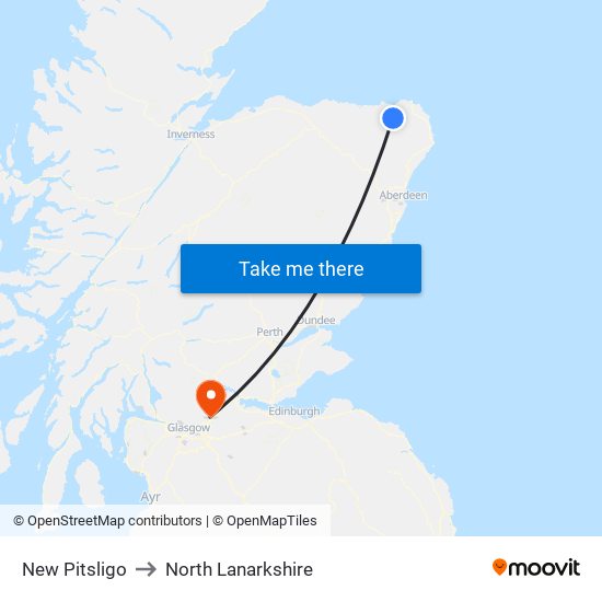 New Pitsligo to North Lanarkshire map