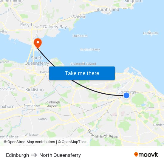 Edinburgh to North Queensferry map