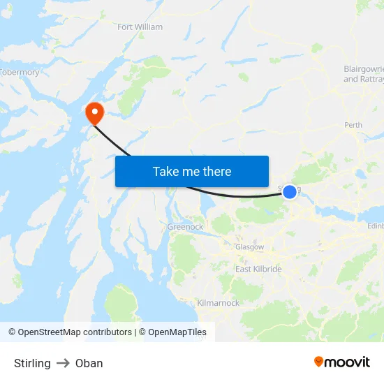 Stirling to Oban map
