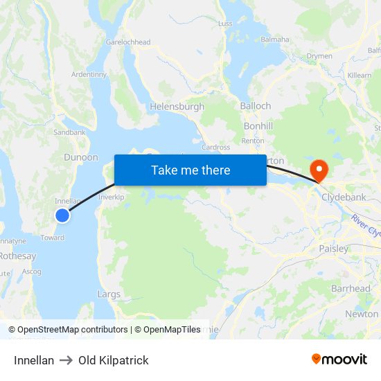 Innellan to Old Kilpatrick map